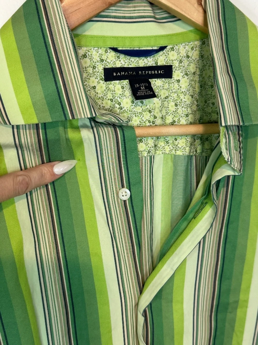 Vintage Green Striped Banana Republic Button Down Shirt M